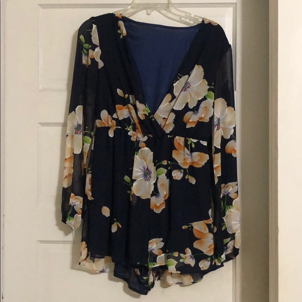 Blue floral romper
